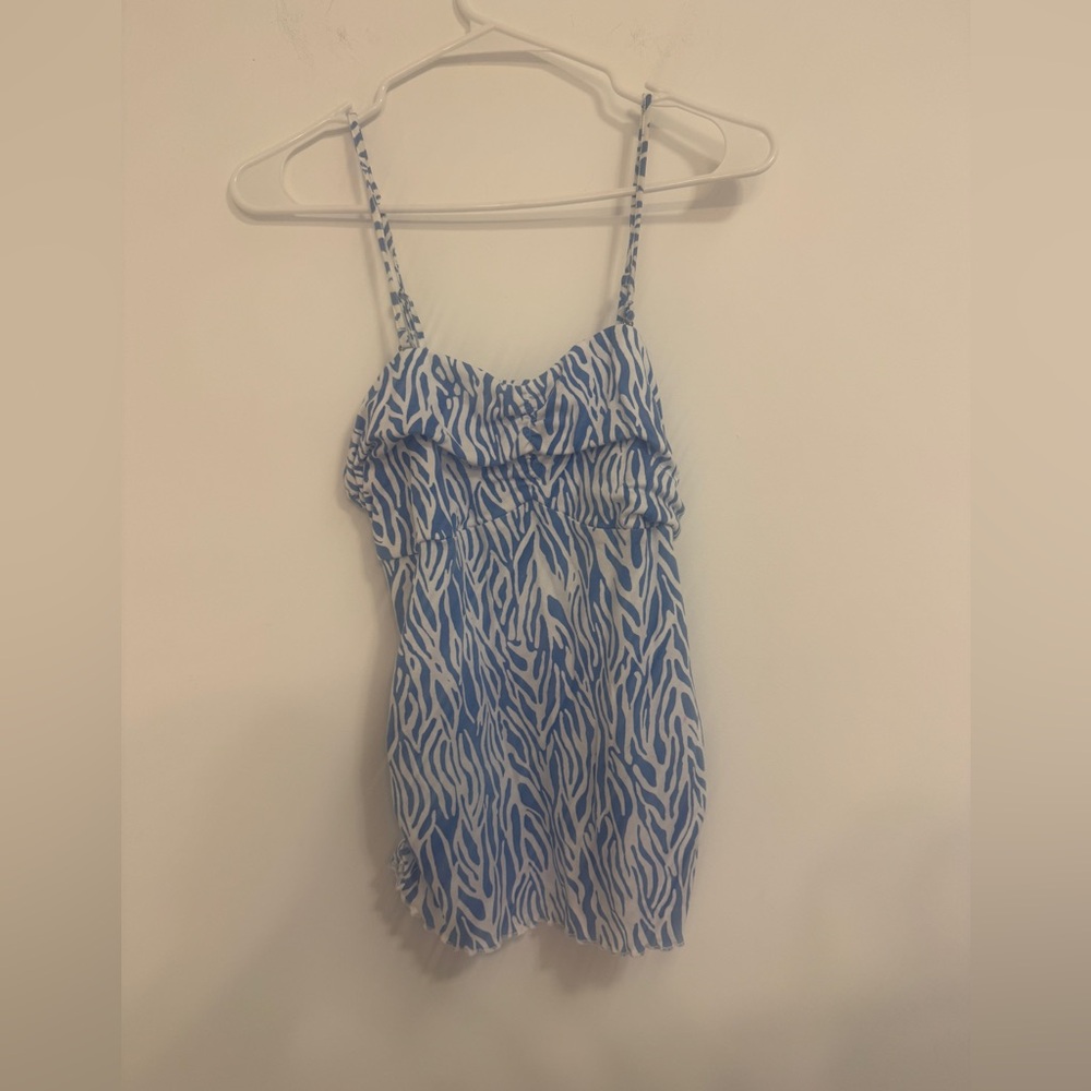 Diane Von Furstenberg Blue and White Zebra-Print Set - Picture 2 of 7